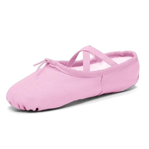 Mädchen Ballettschuhe for Damen Kinder Hausschuhe Flats Üben Tanzschuh Weiche Sohle Canvas Training(Light red1,33 (21.5cm)) von Generic
