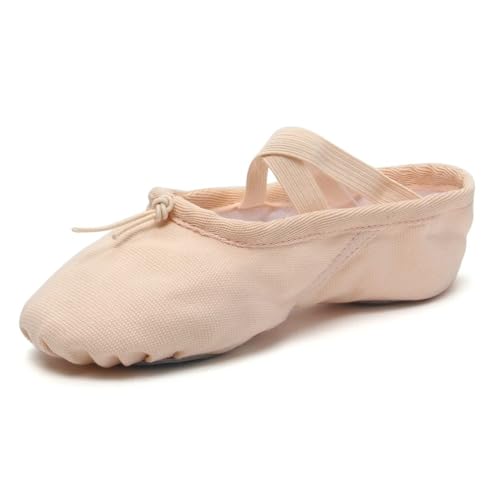 Mädchen Ballettschuhe for Damen Kinder Hausschuhe Flats Üben Tanzschuh Weiche Sohle Canvas Training(Light red2,42 (26cm)) von Generic