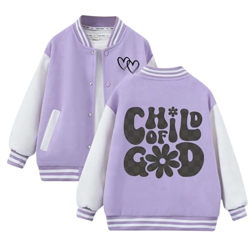 Mädchen Baseball Jacke College Jacke Kinder Sweatjacke Teenager Kinderjacken Winter Baseballjacke Weiche Baumwolle Übergangsjacke Langarm Druckknopf Frühling Baseball Jacke Lässige Mantel von Generic