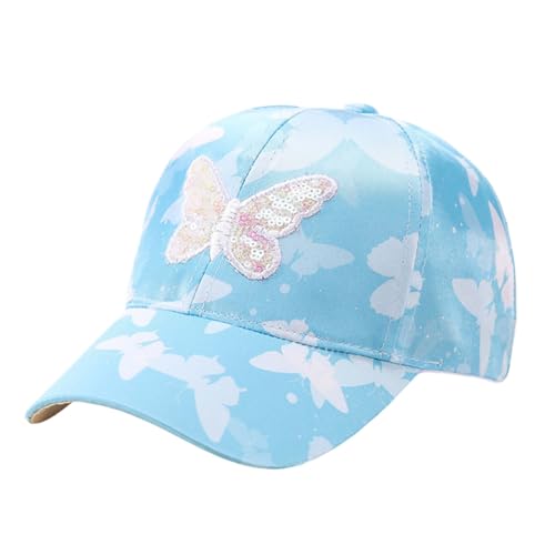 Mädchen Baseballkappe Verstellbarer Kinder Schmetterling Liebes Druck Cap Baumwolle Mädchen Baseball Mütze Sonnenhut Snapback Cap Baseballkappe mit Flacher Krempe von Generic