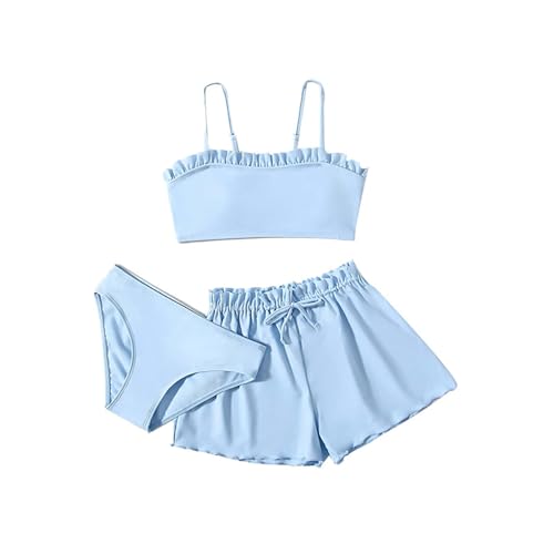 Mädchen Bikini Set,3-Teilige Badeanzüge Für Kinder Badebekleidung Top+Shorts +Slips Badeanzug Girls Teens Swimsuits Bathing Suit Teen von Generic