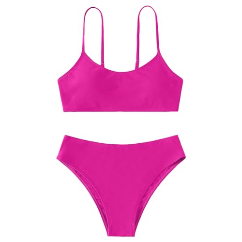 Mädchen Bikini Set 2 Teilig Badeanzug für Kinder Teenager Schwarz Sommer Tankini mit Spaghettiträgern Bikinioberteil Triangel Bikinishorts Zweiteilige Tankini Sportlich Strandbikinis (13-14 Years) von Generic