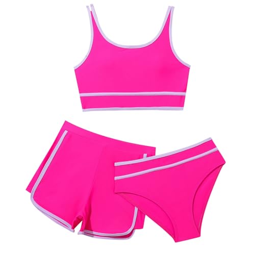 Mädchen Bikini Sets 3-teiliges Einfarbiges Badeanzug Verstellbare Bikini Oberteil mit Triangel Bikinihose Und Kurz Shorts Sporty Sommer Strand Bademode Badebekleidung für 8-14 Jahre Mädchen Bikini Sets 3-teiliges Einfarbiges Badeanzug Verstellbare Bikini Oberteil mit Triangel Bikinihose Und Kurz Shorts Sporty Sommer Strand Bademode Badebekleidung für 8-14 Jahre von Generic