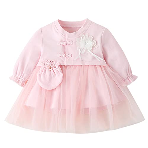 Mädchen Blumen Urlaub Party Kleider Kinder Kleinkind Mädchen Solide Frühling Winter Spitze Langarm Warm Thick Tüll Kleid Babys Mädchen Tuniken Kleid von Generic