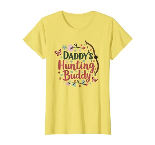 Mädchen Camo Daddy's Hunting Buddy Outdoor Adventure T-Shirt, Damen, Gelb, S von Generic