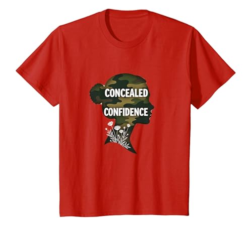 Mädchen-Camo: Verdeckte Selbstbewusstseinsermächtigung T-Shirt, Kinder, Rot, 128 von Generic