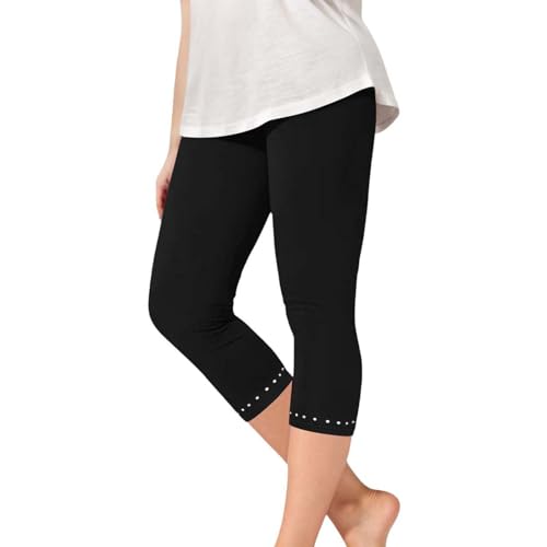 Mädchen Capri Leggings Kinder 3/4 Leggings Dehnbar Hohe Taille Einfarbig Caprihose für Baby-Mädchen Leicht Tanzstrumpfhose Yoga Gymnastik Hosen Sporthosen (Black, 8-9 Years) von Generic