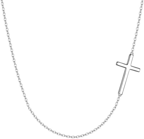 Mädchen Einfache seitliche Kreuzanhänger-Kragenhalskette Langlebig und modisch von Generic