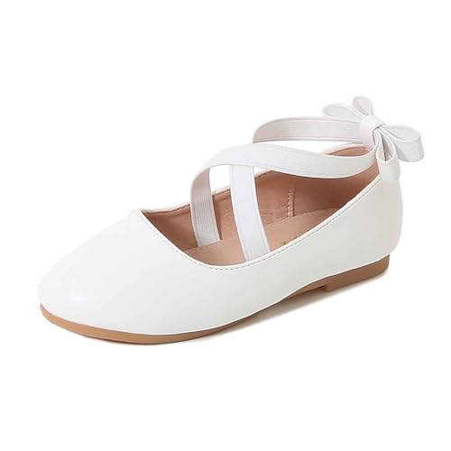 Mädchen Flats Elegante Prinzessin Schuhe Riemchen Flache Ballettschuhe Mary Jane Schuhe Partyschuhe Weiche Bequeme Lederschuhe mit Schmetterlingsknoten 25-37EU von Generic