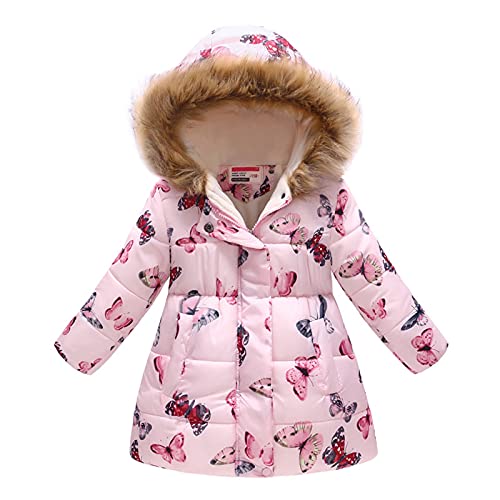 Mädchen Fleece Winterjacke mit Pelzkragen Hoodie Verdickte Daunenjacke Outdoor Winter Jacke Kinder Wintermantel Daunenmantel Kleinkind Slim Warm Outwear Steppjacke Übergangsjacke von Generic