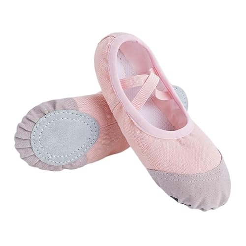 Mädchen Frauen Ballettschuhe Tanzschuh Canvas Hausschuhe Wohnungen Kinder Erwachsene weiche Sohle Ballerina(Light red,27) von Generic