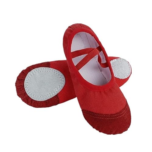 Mädchen Frauen Ballettschuhe Tanzschuh Canvas Hausschuhe Wohnungen Kinder Erwachsene weiche Sohle Ballerina(Red,32) von Generic