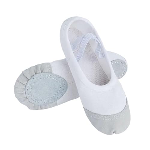 Mädchen Frauen Ballettschuhe Tanzschuh Canvas Hausschuhe Wohnungen Kinder Erwachsene weiche Sohle Ballerina(White,26) von Generic