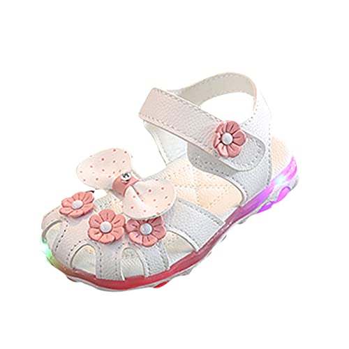 Mädchen Frühling Herbst Schuhe Mädchen Led Schuhe Mit Bowknot Und Blumen Kinder Prinzessin Leder Geschlossene Aushöhlung leuchtschuhe Wanderschuhe Leichte Blinken Licht Kleinkindschuhe von Generic