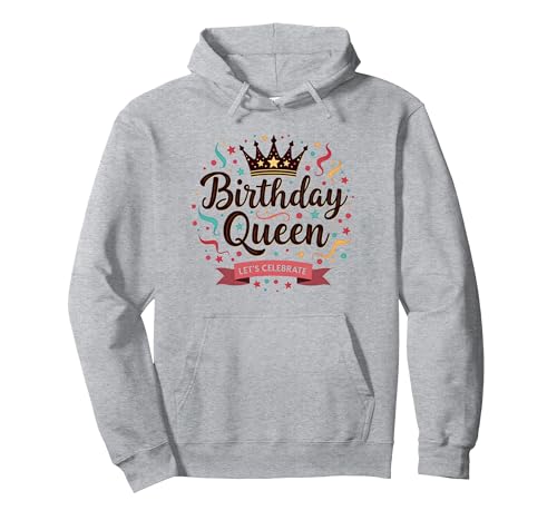 Mädchen Geburtstag Königin Feier Krone Festliche Party Pullover Hoodie, Unisex für Erwachsene, Grau Meliert, XL von Generic