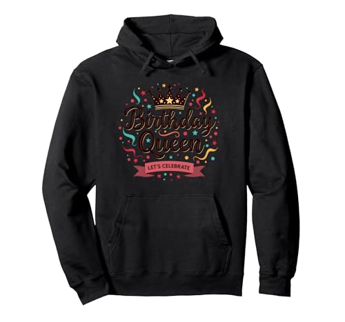 Mädchen Geburtstag Königin Feier Krone Festliche Party Pullover Hoodie, Unisex für Erwachsene, Schwarz, L von Generic