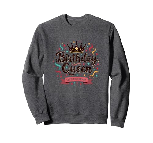 Mädchen Geburtstag Königin Feier Krone Festliche Party Sweatshirt, Unisex für Erwachsene, Anthrazit Meliert, M von Generic