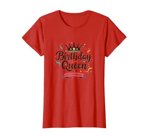 Mädchen Geburtstag Königin Feier Krone Festliche Party T-Shirt, Damen, Rot, XXL von Generic