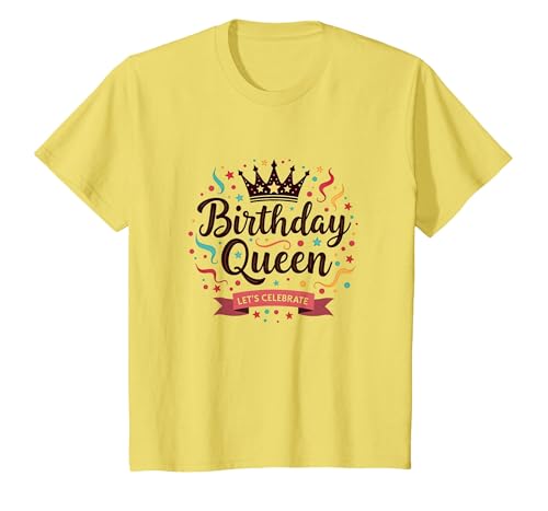 Mädchen Geburtstag Königin Feier Krone Festliche Party T-Shirt, Kinder, Gelb, 140 von Generic