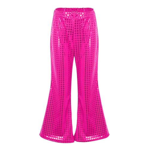 Mädchen Glitzer Hosen Mit Pailletten Schlaghose Lange Glockenhose Hose Hip-Hop Tanzhosen Jazz Jogger Trainingshose Glitzer Hose von Generic
