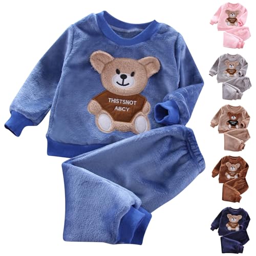Mädchen Hausanzug Kuschelig Sweatshir mit Thermohose Thermo Kinder Kleidung Set Casual Outfit 2 Teilig Klamotten Warm Fleece Bekleidungssets für 1-6 Jahre Alt von Generic