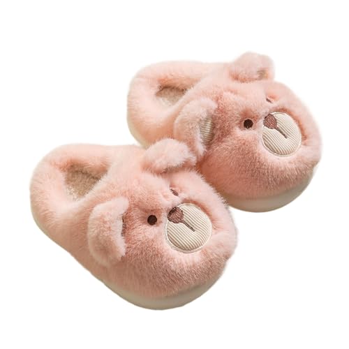 Mädchen Hausschuhe Winter Warme Pantoffeln Niedliche flauschige Bärenhausschuhe Kinder Gemütliche Indoor Outdoor Fleece Gefütterte Slippers Plüsch Schuhe Weiche Kinderhausschuhe von Generic