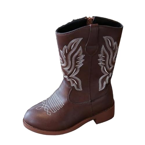 Mädchen High Heel Reitstiefel Gefüttert Stiefel Glitzer Schneestiefel Rutschfest Lederschuhe Mode Winterstiefel mit Seitlichem Reißverschluss Hohe Kinderschuhe (Brown, 30) von Generic