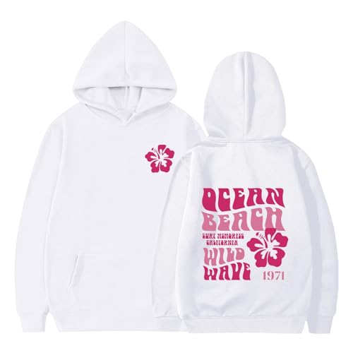 Mädchen Hoodie Ocean Beach Buchstabe Drucken Rundhals Kapuzenpullover lässig Locker Langarm Sweatshirt mit Taschen 3-12 Jahre von Generic