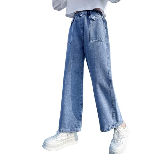 Mädchen Jeans Stretch Hose Jeanshosen High Waist Lange Schlaghose Denim Hose Mit Weitem Bein Jeans Y2k Cargohosen Teenager Cargohose Teenager Mädchen von Generic