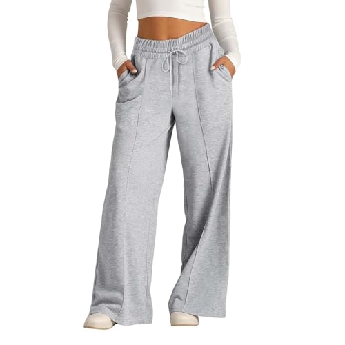 Mädchen Jogginghose Baggy Weite Beine Lang Lockere Sporthose Baggy Weites Bein Joggpants Kinder High Waist Freizeithose Sweatpants Mit Taschen Trainingshose (Grey, 12-13 Years) von Generic