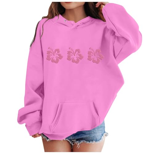 Mädchen Kapuzenpullover Langarm Weiches Sweatshirt Grafik Hoody Kinder Niedliche Pullover Top Kleidung Für Mädchen Pullover (Y-11-Rosa, 12-13 Years) von Generic