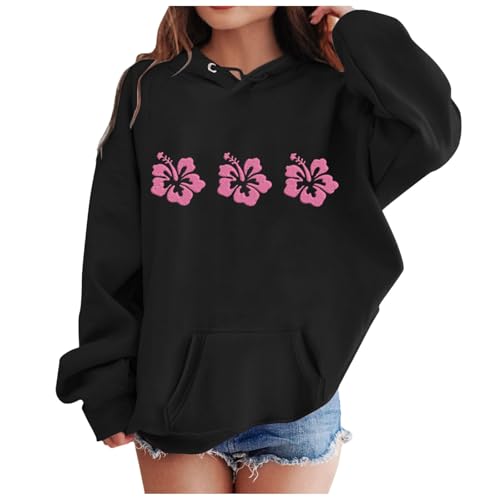Mädchen Kapuzenpullover Langarm Weiches Sweatshirt Grafik Hoody Kinder Niedliche Pullover Top Kleidung Für Mädchen Pullover (Y-11-Schwarz, 12-13 Years) von Generic
