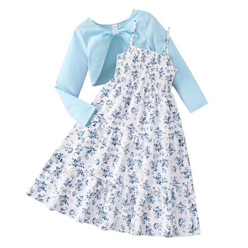 Mädchen Kleider Freizeitkleider Strandkleid Teenager Knielang Kinderkleider Lässig Midikleid Kurzarm Partykleid Prinzessin Kleid Kinder Mädchenkleid 3-14 Jahre von Generic
