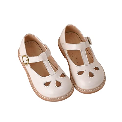 Mädchen Kleine Lederschuhe Hohle Atmungsaktive Prinzessin Schuhe Abendschuhe Kleines Kind Große Kinder Damenschuhe Größe 35 (new3-Beige, 33 Big Kids) von Generic