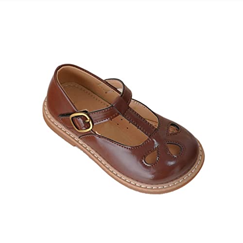 Mädchen Kleine Lederschuhe Hohle Atmungsaktive Prinzessin Schuhe Abendschuhe Kleines Kind Große Kinder Damenschuhe Größe 35 (new3-Brown, 26 Toddler) von Generic