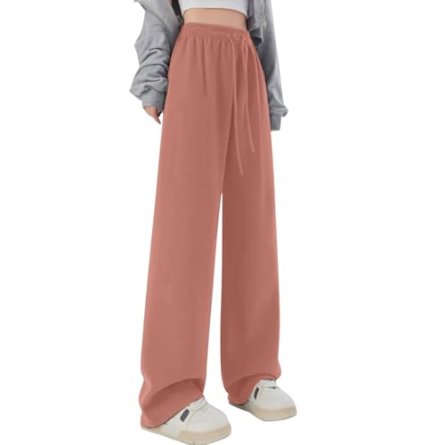 Mädchen Leinenhose Sommer Hose Casual Leinen Leicht Hosen Weites Bein Palazzo Freizeithose Hohe Taille Einfarbig Sommerhose Stoffhose mit Taschen für Teenager Mädchen 4-18 Jahre von Generic