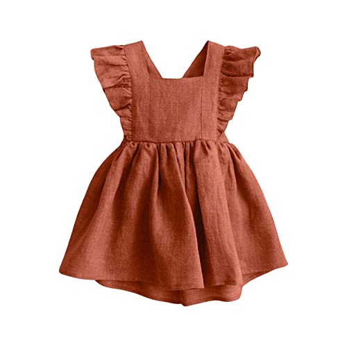 Mädchen Leinenkleid Sommer Kinder Jugendliche Mädchen Ärmelloses Prinzessin Kleid Baby Mädchen Kleinkind Sommerkleider Mädchen Strandkleider Kleidung Strand Outfit Kinderkleidung Mädchen von Generic