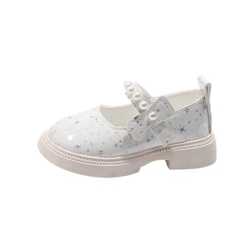 Mädchen Mary Janes Halbschuhe Mode Glitzer Perle Tanz Leichte Weiche Sohle Prinzessin Kleid Schuhe (White,22) von Generic