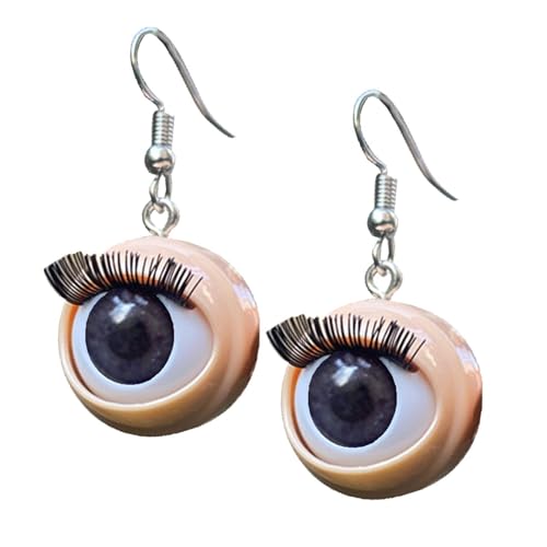 Mädchen Ohrringe - Augapfel Ohrhänger großes Puppenauge Design mit blinkenden Wimpern | Einzigartige und gruselige Horrormode, elegante Hängeohrringe mit Augapfel p, riferimento alla descrizione von Generic