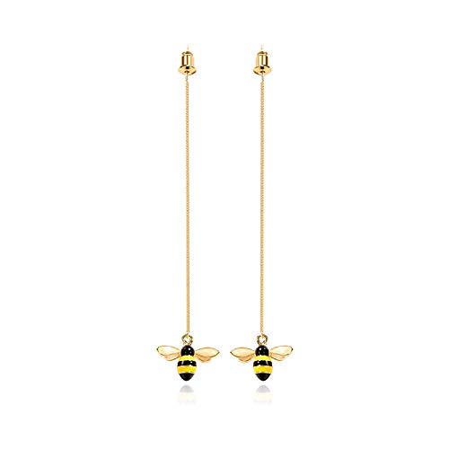 Mädchen Ohrringe vergoldet Fashion Bee Zirkonia Drop Ohrringe Damen Ohrring Linie Ohrringe Mode Schmuck für Lady Geburtstagsgeschenk elegant und beliebt von Generic