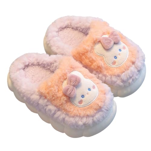 Mädchen Plüsch Hausschuhe Kuschelige Häschen Tierhausschuhe Anti Rutsch Winterschuhe Warm Weiche Pantoffeln Flauschig Kinderhausschuhe Süße Slipper (WR1, 28 Little Child) von Generic