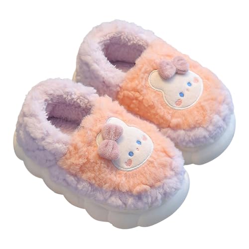 Mädchen Plüsch Hausschuhe Kuschelige Häschen Tierhausschuhe Anti Rutsch Winterschuhe Warm Weiche Pantoffeln Flauschig Kinderhausschuhe Süße Slipper (WR2, 33.5 Big Kids) von Generic
