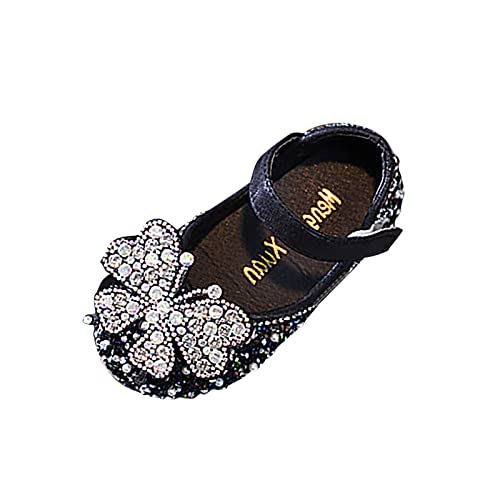 Mädchen Prinzessin Schuhe Glitzer Sandalen Elegante Sommer Kinder Ballerina Kristall Kinderschuhe Glänzende Hochzeitsschuhe Pumaps Tanzschuhe Performance Party Kleid (Black, 24 Toddler) von Generic