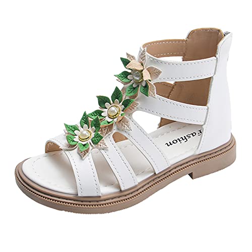 Mädchen Riemchensandalen Kinder - Sandalen Mit Blumen Festlich Prinzessin Schuhe Boho Strandsandalen Flache Römersandalen Party Kleiderschuhe Outdoor Sportsandalen Atmungsaktiv Laufschuhe von Generic