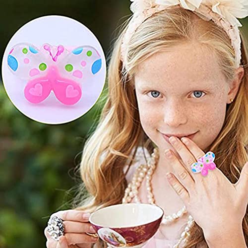 Mädchen Ringspielzeug, Harzkinder Spielen Ring 36PCs Zum Geburtstagsgeschenk (Transparenter Mischring Pfirsich-Herz-Box 36) von Generic