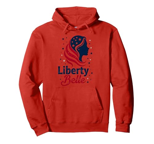 Mädchen Rot Weiß Blau Liberty Belle Patriotische Sterne Pullover Hoodie, Unisex für Erwachsene, Rot, M von Generic