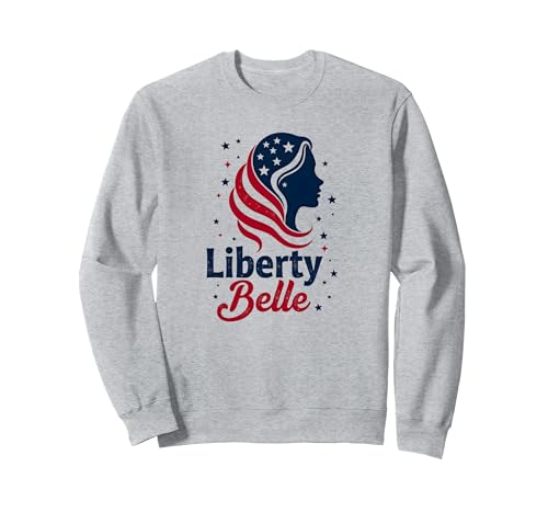 Mädchen Rot Weiß Blau Liberty Belle Patriotische Sterne Sweatshirt, Unisex für Erwachsene, Grau Meliert, L von Generic