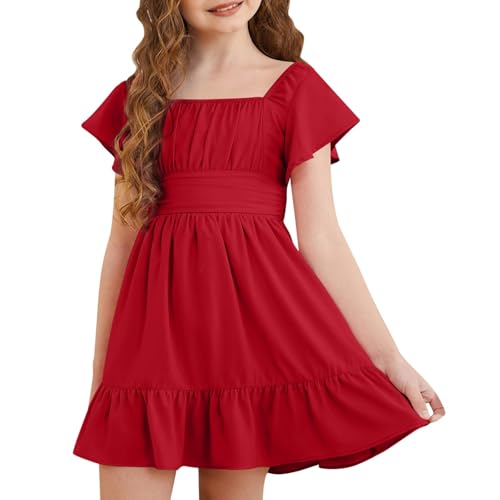 Mädchen Rückenfreies Kleid mit Rüschen Krawatte Hinten Einfarbig Süßes Sommerkleid Sommer Lässiges Mädchenkleider Festliche Kleider für 4-15 Jahren Mädchen Rückenfreies Kleid mit Rüschen Krawatte Hinten Einfarbig Süßes Sommerkleid Sommer Lässiges Mädchenkleider Festliche Kleider für 4-15 Jahren von Generic