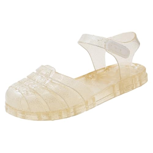 Mädchen Sandalen Glitter Clear Jelly Kindersandalen Atmungsaktiv Hollow Out Sommerschuhe Kinder Leicht Weich Rutschfest Strandschuhe 2025 Lässig Schuhe Niedlich Prinzessin Sandalen von Generic