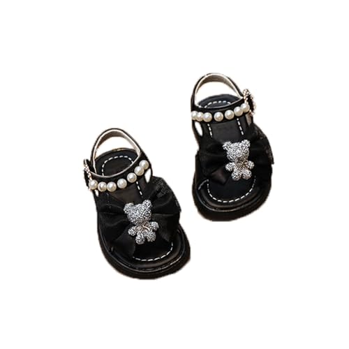 Mädchen Sandalen Sommer für Kinder tragen Strandschuhe Perle weiche Sohle Lauflernschuhe Hausschuhe (Black, 22 Infant) von Generic